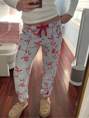 Kensie Light Blue and Red Elf Print Pajama Pants